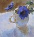 Blue Anemones in White Jug - Lynne Cartlidge