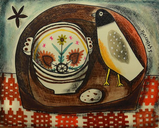 Breton Bowl and Felt Bird - Susan Gathercole