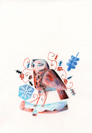 Christmas Owl - Clive Hicks-Jenkins 