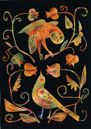 The Owl & The Nightingale:Cover for Faber & FaberBook - Clive Hicks-Jenkins 