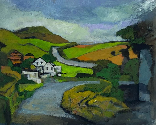 Winding Road and Farm, Cardiganshire - John Elwyn