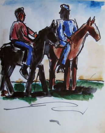 Two Men on Horseback - Josef Herman 