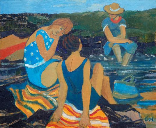 Three Girls by a Pool - Claudia Williams